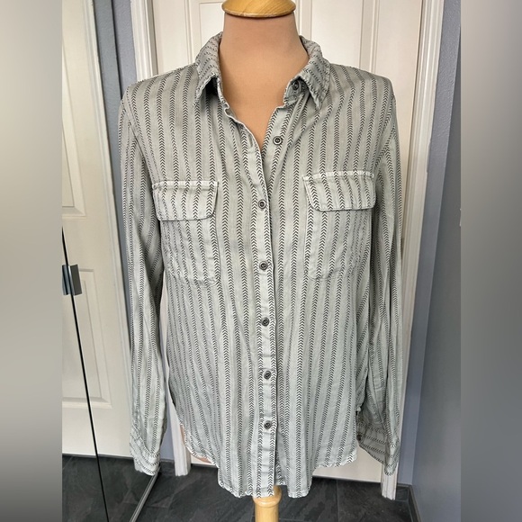 Billy T Striped Utility Button Up Shirt - Picture 1 of 8